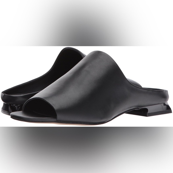 Calvin Klein Women's Mabel Mule Black Leather Slip On Business Size 9 Open Toe - Picture 1 of 11